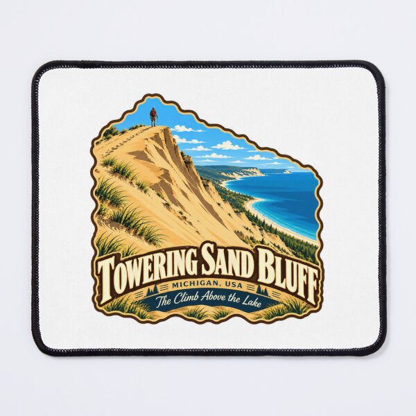 Item preview, Towering Sand Bluff Michigan USA The Climb Above The Lake Hiking Travel Souvenir designed and sold by JonesFlora2025.
