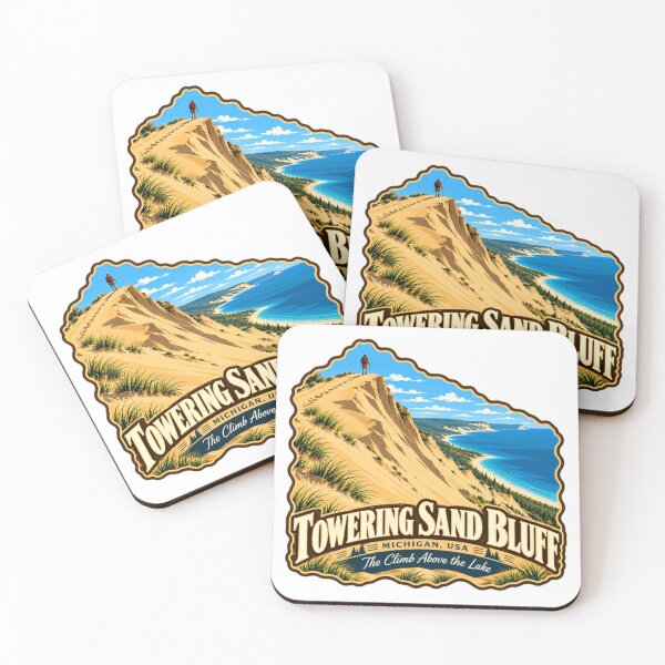 Item preview, Towering Sand Bluff Michigan USA The Climb Above The Lake Hiking Travel Souvenir designed and sold by JonesFlora2025.