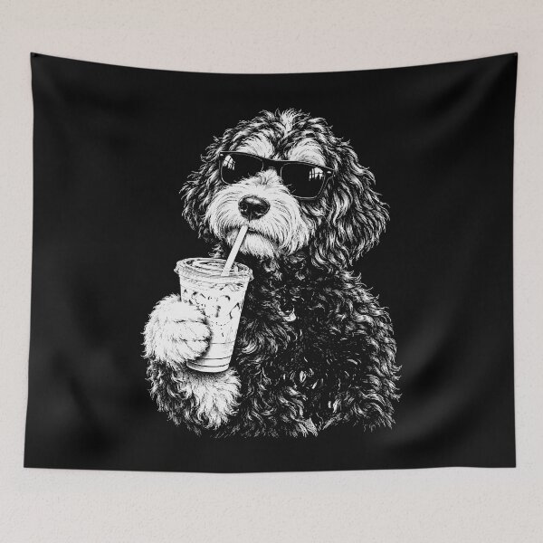 Item preview, Cool Poodle Dog Drinking Iced Coffee With Sunglasses designed and sold by roni-harbor.