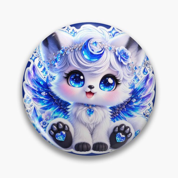 Item preview, Blue Crystal Moon Fox Kawaii Fantasy Sticker designed and sold by kawaiiaianimals.