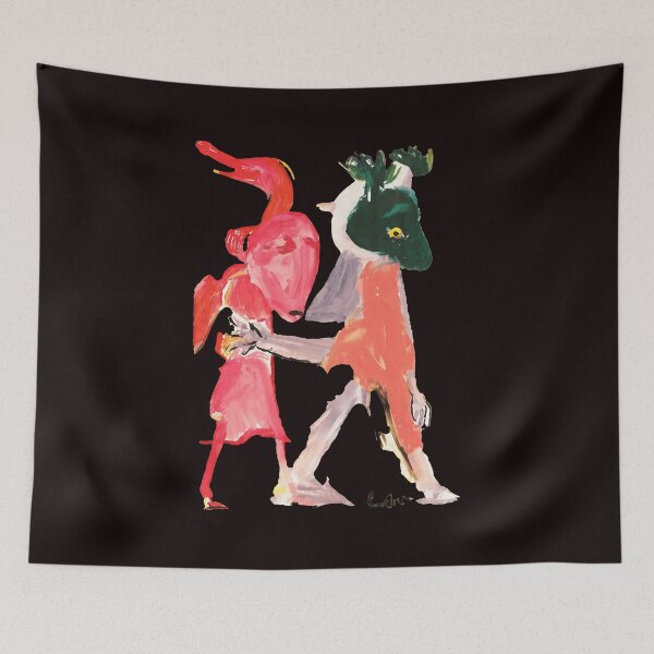 Item preview, Abstract Dancer Creatures Pink Green Art designed and sold by OddCanvasArt.