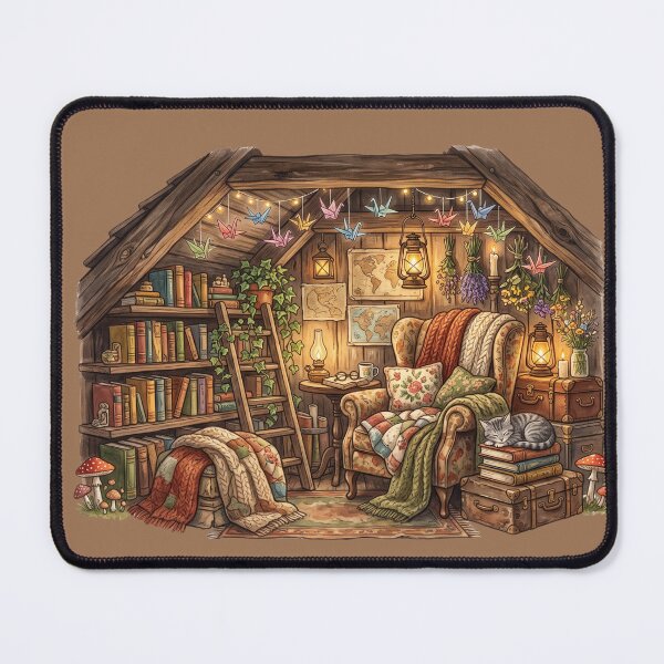 Item preview, Cozy Attic Book Nook Vintage Storybook Illustration designed and sold by SebastianSpace.