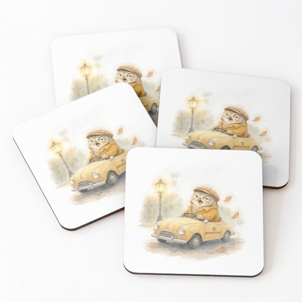 Item preview, Owl Taxi Driver Night Shift Watercolor designed and sold by DoodleMenagerie.