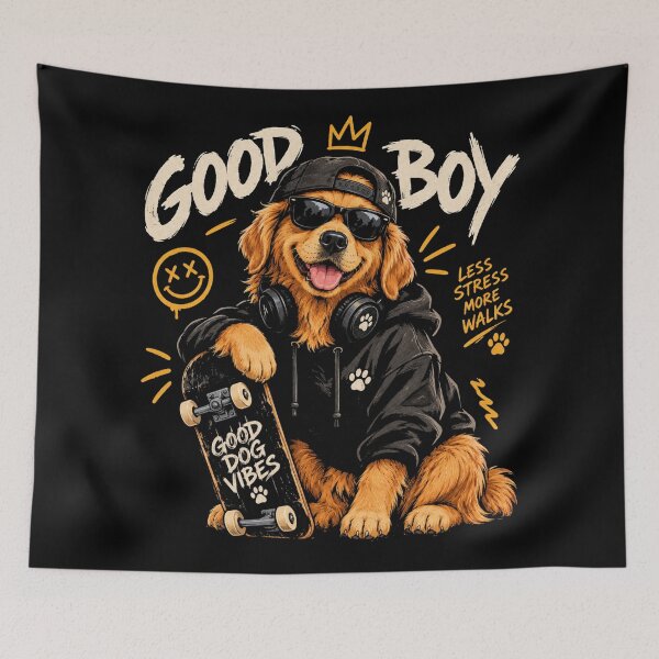 Item preview, Good Boy Skater Dog - Cool Golden Retriever Hoodie Sunglasses Skateboard designed and sold by GenZFashion000.