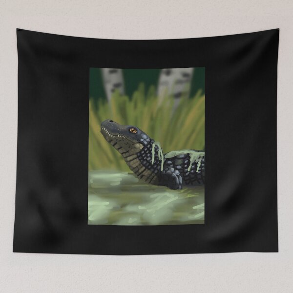 Item preview, American Alligator in Wetland Habitat Digital Illustration designed and sold by lcnsdjstrtrystd.