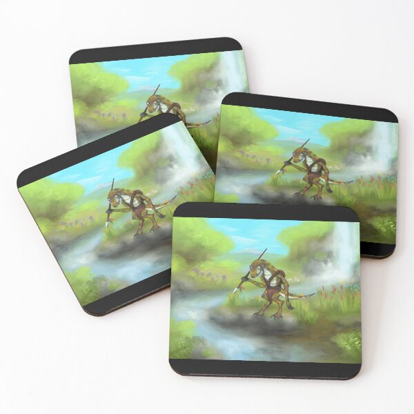Item preview, Fantasy Lizard Warrior with Spear in Lush Landscape designed and sold by lcnsdjstrtrystd.