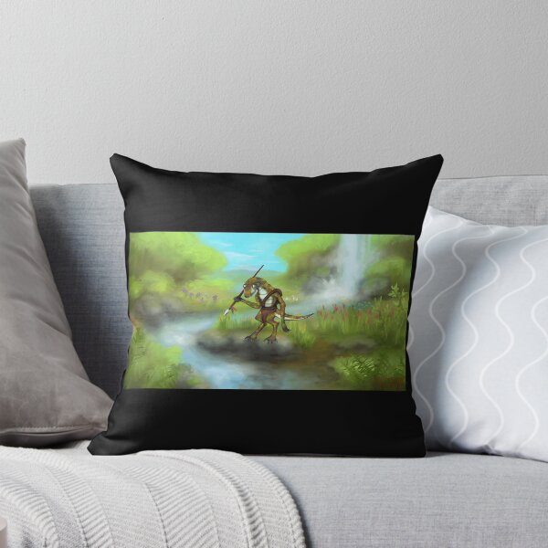 Item preview, Fantasy Lizard Warrior with Spear in Lush Landscape designed and sold by lcnsdjstrtrystd.
