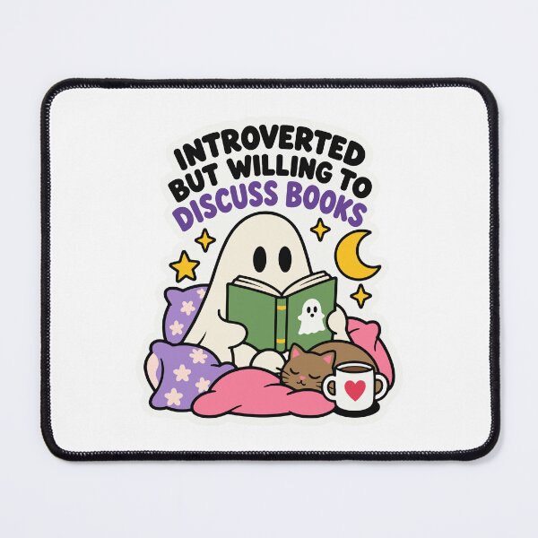 Item preview, Introverted But Willing to Discuss Books Cute Ghost Reading designed and sold by FemmePod.
