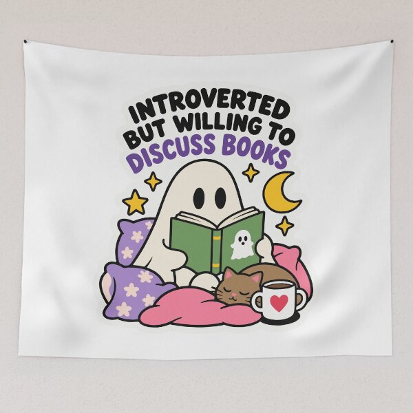 Item preview, Introverted But Willing to Discuss Books Cute Ghost Reading designed and sold by FemmePod.