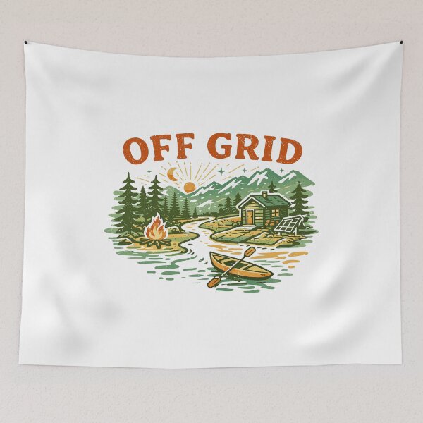 Item preview, Off Grid Cabin and Kayak Outdoor Poster designed and sold by Matinez Pink.