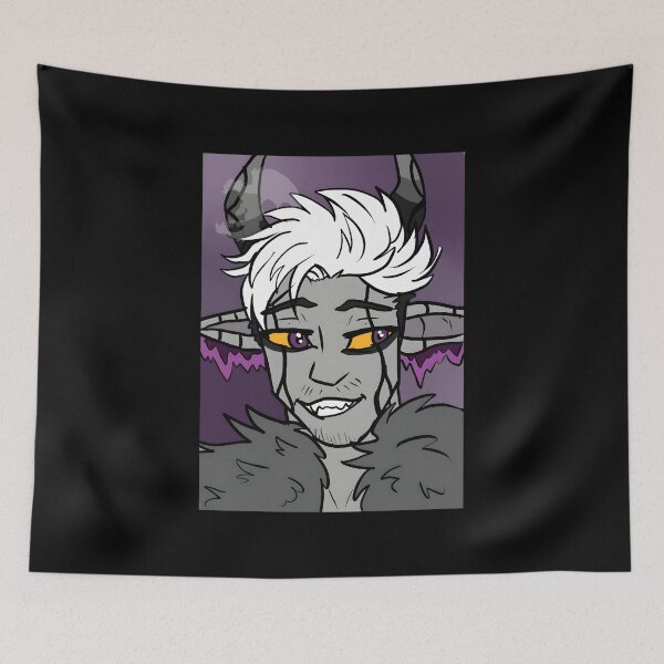Item preview, Smiling Tiefling Fantasy Demon Character with White Hair designed and sold by lcnsdjstrtrystd.