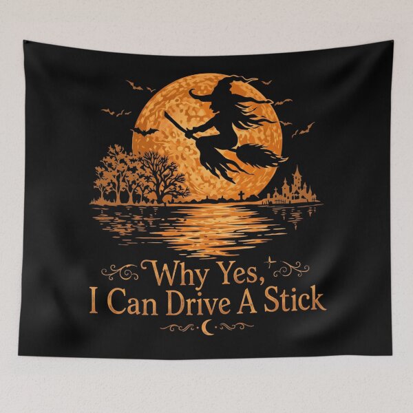 Item preview, Witch Flying Broomstick I Can Drive A Stick Pun designed and sold by DamianRoy88.