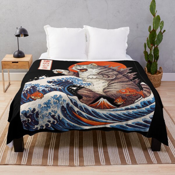 Item preview, Giant kaiju cat Wave Japanese Art designed and sold by Bob Meme Life.