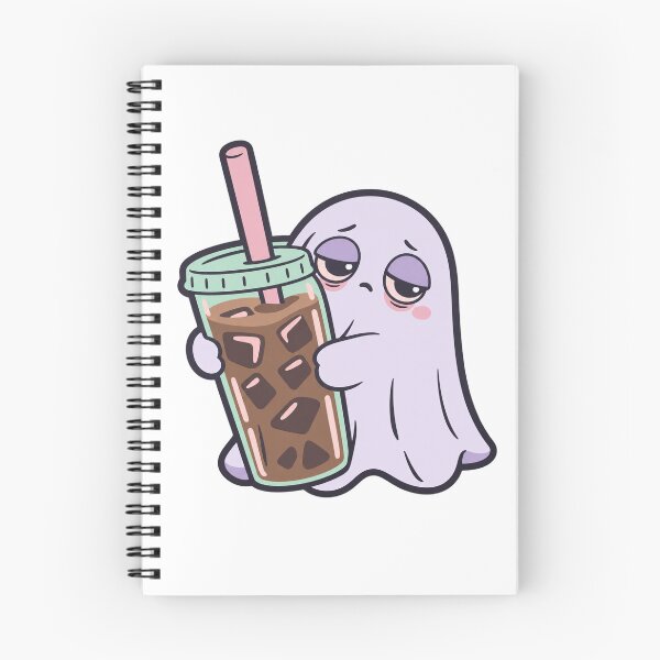 Item preview, Tired Ghost Drinking Iced Coffee, Cute Halloween Coffee Lover Gift, Spooky Caffeine Addict designed and sold by Greemo03.