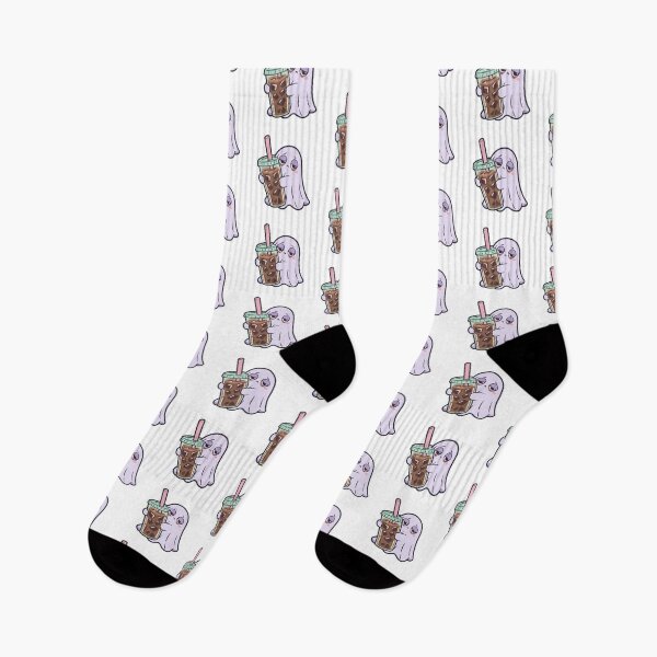 Item preview, Tired Ghost Drinking Iced Coffee, Cute Halloween Coffee Lover Gift, Spooky Caffeine Addict designed and sold by Greemo03.
