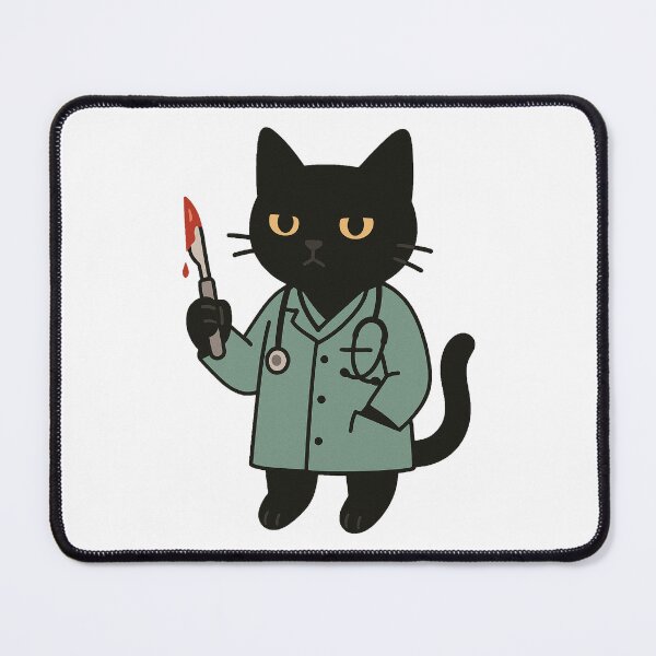 Item preview, Black Cat Doctor with Bloody Scalpel, Funny Halloween Surgeon and Nurse Gift designed and sold by Greemo03.