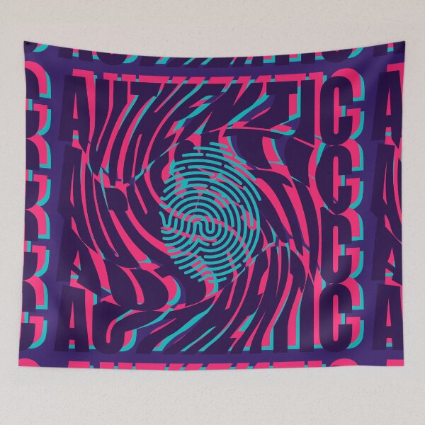 Item preview, Authentic Typography Fingerprint Glitch Neon Retro designed and sold by SpiralStairShop.