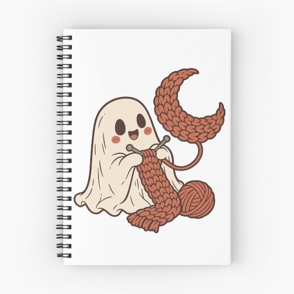 Item preview, Cute Ghost Knitting a Crescent Moon, Cozy Halloween Knitter Gift, Spooky Yarn Lover Art designed and sold by Greemo03.