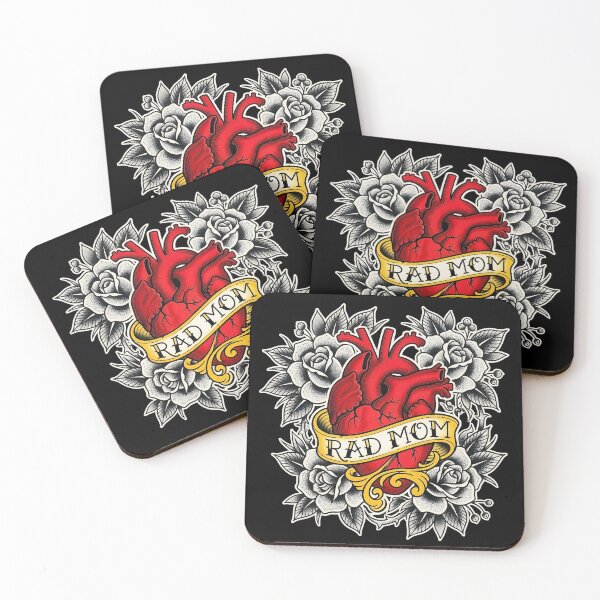 Item preview, Rad Mom — Neo-Traditional Tattoo Flash Anatomical Heart Black Grey Rose Art, Mother's Day Alternative Mom Gift designed and sold by Luminari Creations.