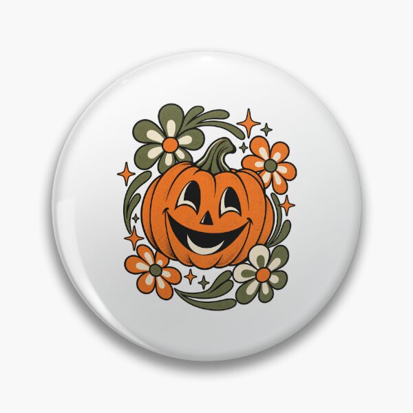 Item preview, Retro Smiling Pumpkin with Flowers, Cute Groovy Halloween Gift, Vintage Fall Aesthetic designed and sold by Greemo03.