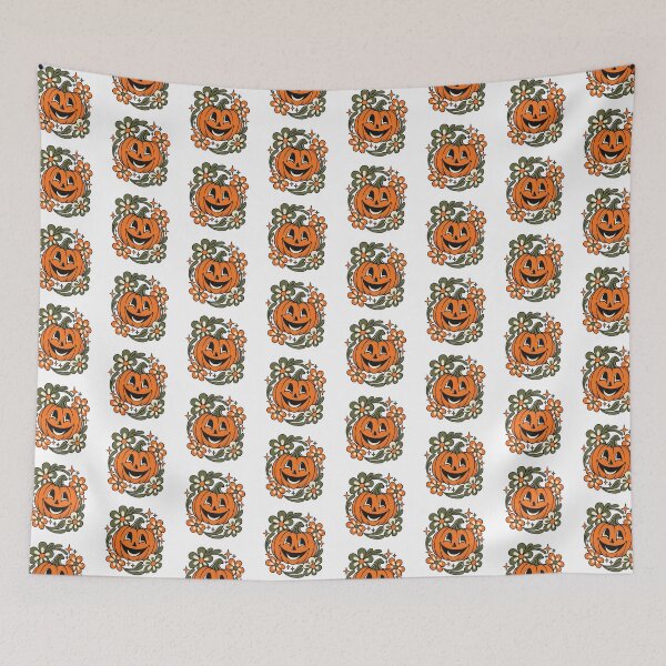 Item preview, Retro Smiling Pumpkin with Flowers, Cute Groovy Halloween Gift, Vintage Fall Aesthetic designed and sold by Greemo03.