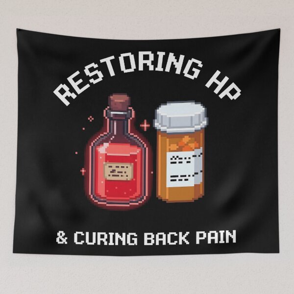 Item preview, Restoring HP & Curing Back Pain | Pixel Art Gaming Health Potion Funny Gamer Design | Retro RPG Aging Humor Art  designed and sold by Luminari Creations.