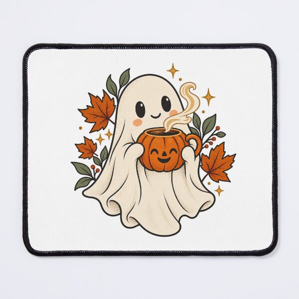 Item preview, Pumpkin Coffee Ghost with Autumn Leaves designed and sold by NewAgeNexus.