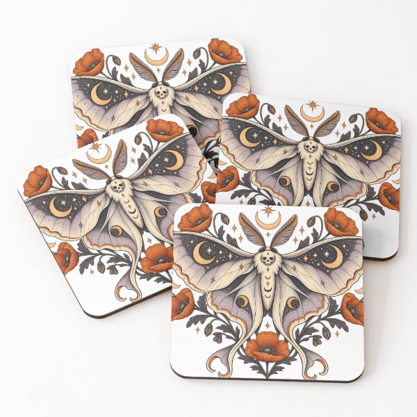 Item preview, Celestial Halloween Moth with Gothic Poppies designed and sold by NewAgeNexus.
