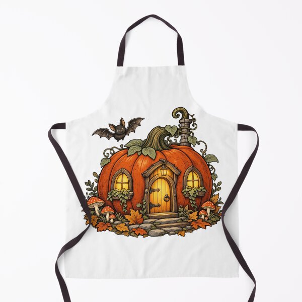 Item preview, Cozy Pumpkin Cottage with Autumn Mushrooms designed and sold by NewAgeNexus.
