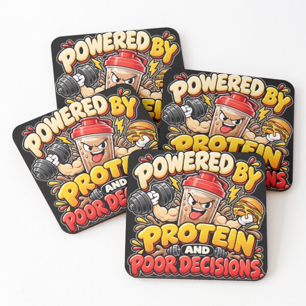 Item preview, Powered by Protein and Poor Decisions Gym Humor designed and sold by THAT-ONE-TEE.