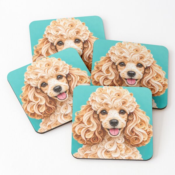 Item preview, Curly Poodle Portrait on Teal designed and sold by Elisabeth Lucas.