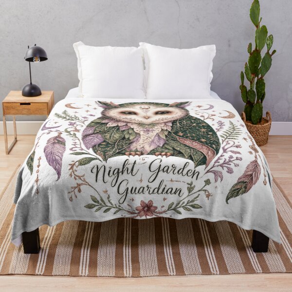 Item preview, Night Garden Guardian Mystical Owl Celestial Cottagecore Fantasy Art designed and sold by inkoutninja.