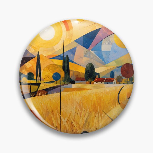 Item preview, Golden Wheat Fields Under Abstract Geometric Sun – Modernist Harvest Landscape designed and sold by Amalia Gutyz.