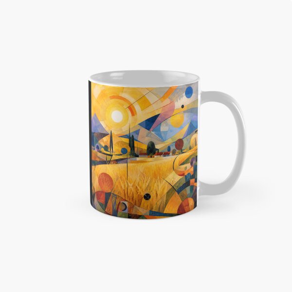Item preview, Golden Wheat Fields Under Abstract Geometric Sun – Modernist Harvest Landscape designed and sold by Amalia Gutyz.