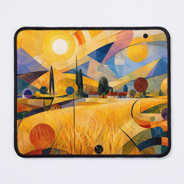 Item preview, Golden Wheat Fields Under Abstract Geometric Sun – Modernist Harvest Landscape designed and sold by Amalia Gutyz.