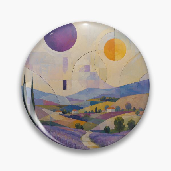 Item preview, Lavender Fields and Geometric Celestial Shapes – Pastel Abstract Countryside Art designed and sold by Amalia Gutyz.