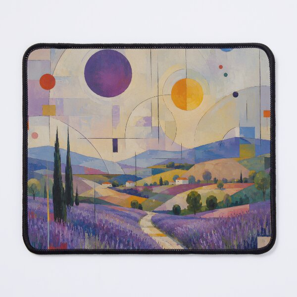 Item preview, Lavender Fields and Geometric Celestial Shapes – Pastel Abstract Countryside Art designed and sold by Amalia Gutyz.