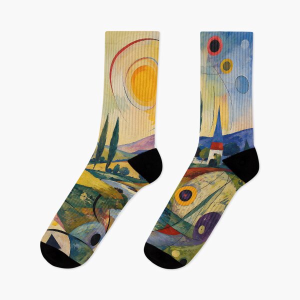 Item preview, Geometric Sun Over a Colorful Riverside Village – Abstract Modernist Landscape designed and sold by Amalia Gutyz.