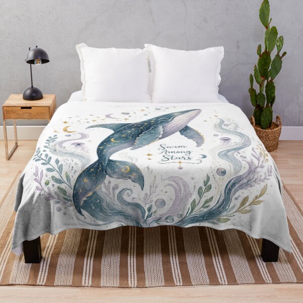 Item preview, Swim Among Stars Celestial Whale Mystical Ocean Watercolor Art designed and sold by inkoutninja.