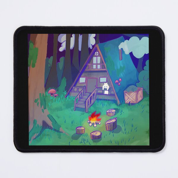 Item preview, Cozy Forest Cabin with Campfire and Cute Creature designed and sold by fibiiistd.