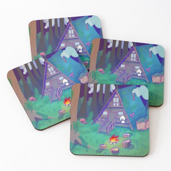 Item preview, Cozy Forest Cabin with Campfire and Cute Creature designed and sold by fibiiistd.