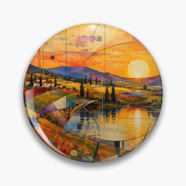 Item preview, Orange Sunset Over Red Poppy Fields – Colorful Geometric Abstract Landscape designed and sold by Amalia Gutyz.