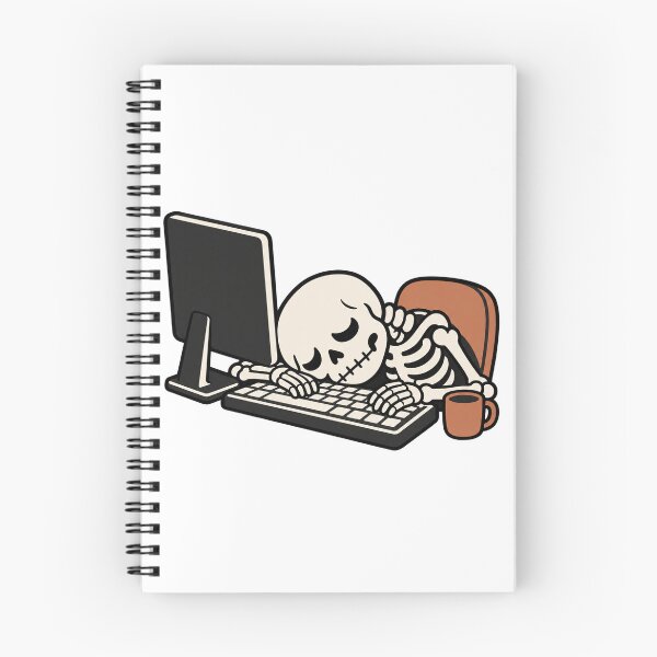 Item preview, Dead Tired Skeleton at Computer, Funny Programmer Gift, Office Burnout Humor, Spooky Halloween Art designed and sold by Greemo03.