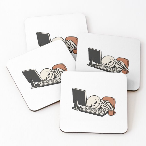 Item preview, Dead Tired Skeleton at Computer, Funny Programmer Gift, Office Burnout Humor, Spooky Halloween Art designed and sold by Greemo03.