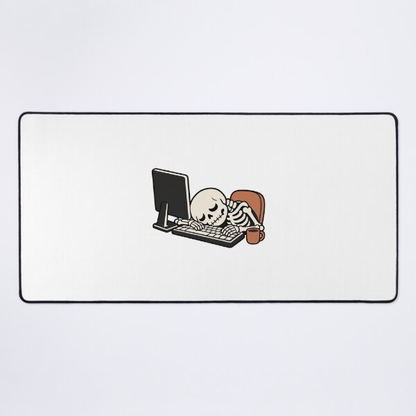 Item preview, Dead Tired Skeleton at Computer, Funny Programmer Gift, Office Burnout Humor, Spooky Halloween Art designed and sold by Greemo03.
