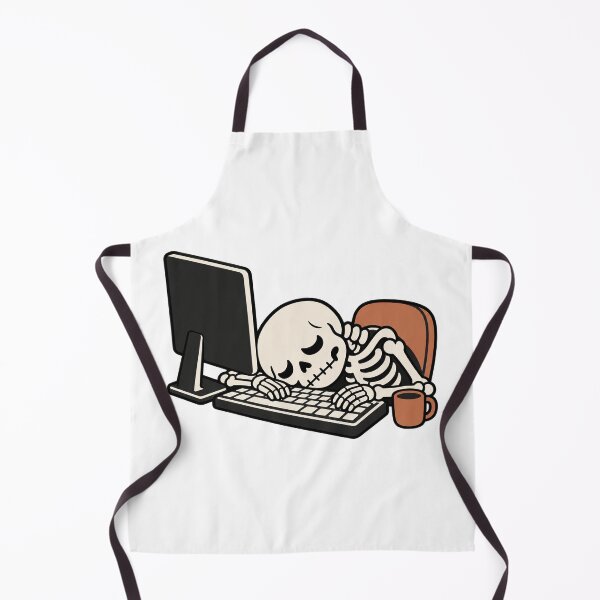 Item preview, Dead Tired Skeleton at Computer, Funny Programmer Gift, Office Burnout Humor, Spooky Halloween Art designed and sold by Greemo03.