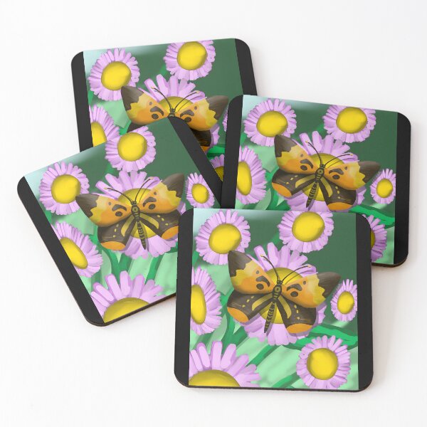 Item preview, Butterfly on Purple Daisy Flowers Illustration designed and sold by fibiiistd.