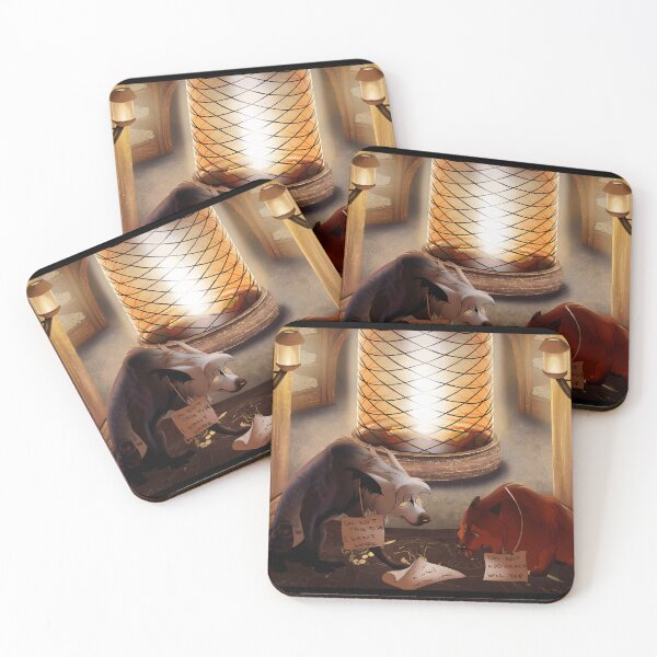 Item preview, Fantasy Wolves Near Magical Lantern in Scroll Library designed and sold by fibiiistd.