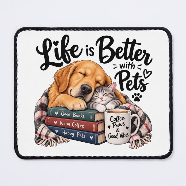 Item preview, Life Is Better With Paws, Books & Coffee designed and sold by pattman.