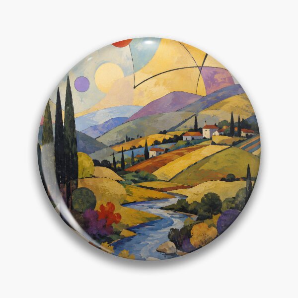 Item preview, Colorful Geometric Tuscan Hills and Winding River – Abstract Italian Countryside designed and sold by Amalia Gutyz.